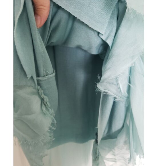 BNWT Silk Waterfall Layered 3/4 arm Midi Dress Made in Italy Light Teal - Picture 8 of 13